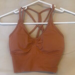 Women's Tan Strappy Sports Bra
